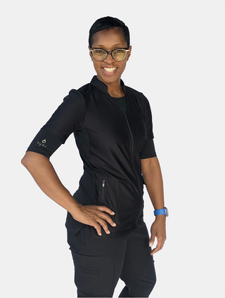 Angelica Zip Three-Pocket Scrub Top