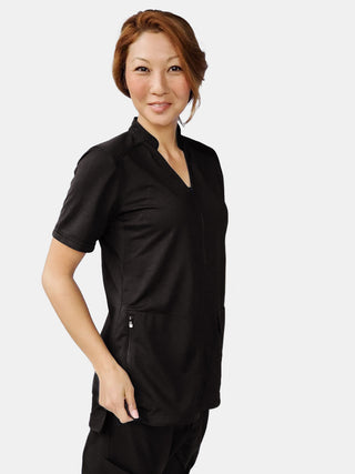 Angelica Zip Three-Pocket Scrub Top