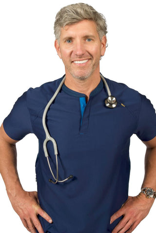 Blackhawk Henley Scrub Top