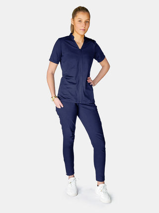 Angelica Zip Three-Pocket Scrub Top