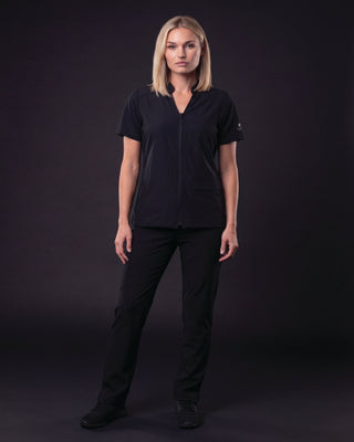 Angelica Zip Three-Pocket Scrub Top
