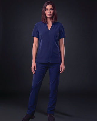 Angelica Zip Three-Pocket Scrub Top