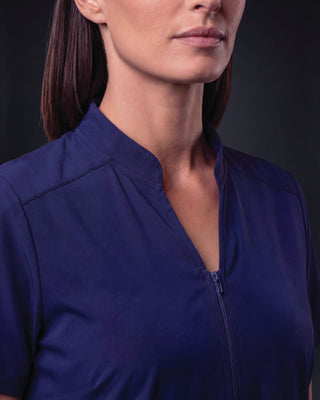 Angelica Zip Three-Pocket Scrub Top